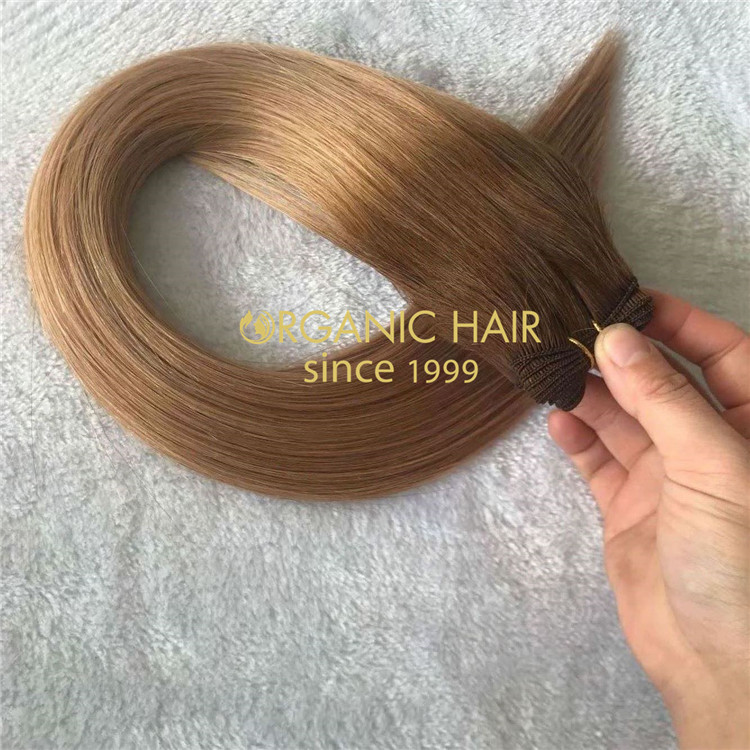 Ombre color human double drawn hand tied weft extensions X150